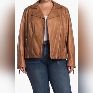Faux Leather Moto JacketMAX STUDIO Plus Size 2x NWT